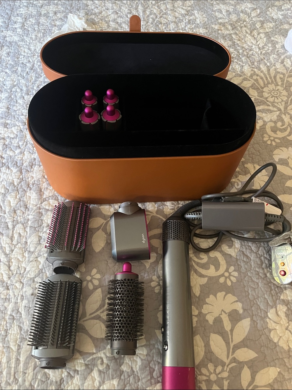 Infrequently Used Dyson Hair Multi-Styler in Pink, Silver and Tan Case